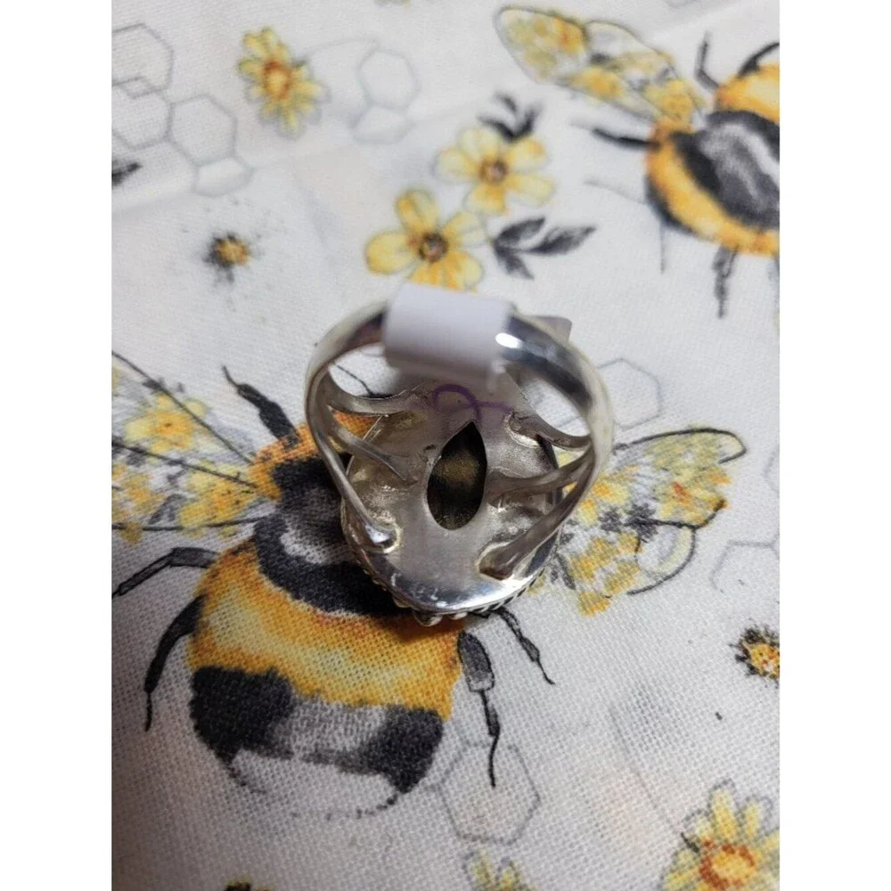 Sterling Silver Spiny Oyster Copper Turquoise Teardrop Ring